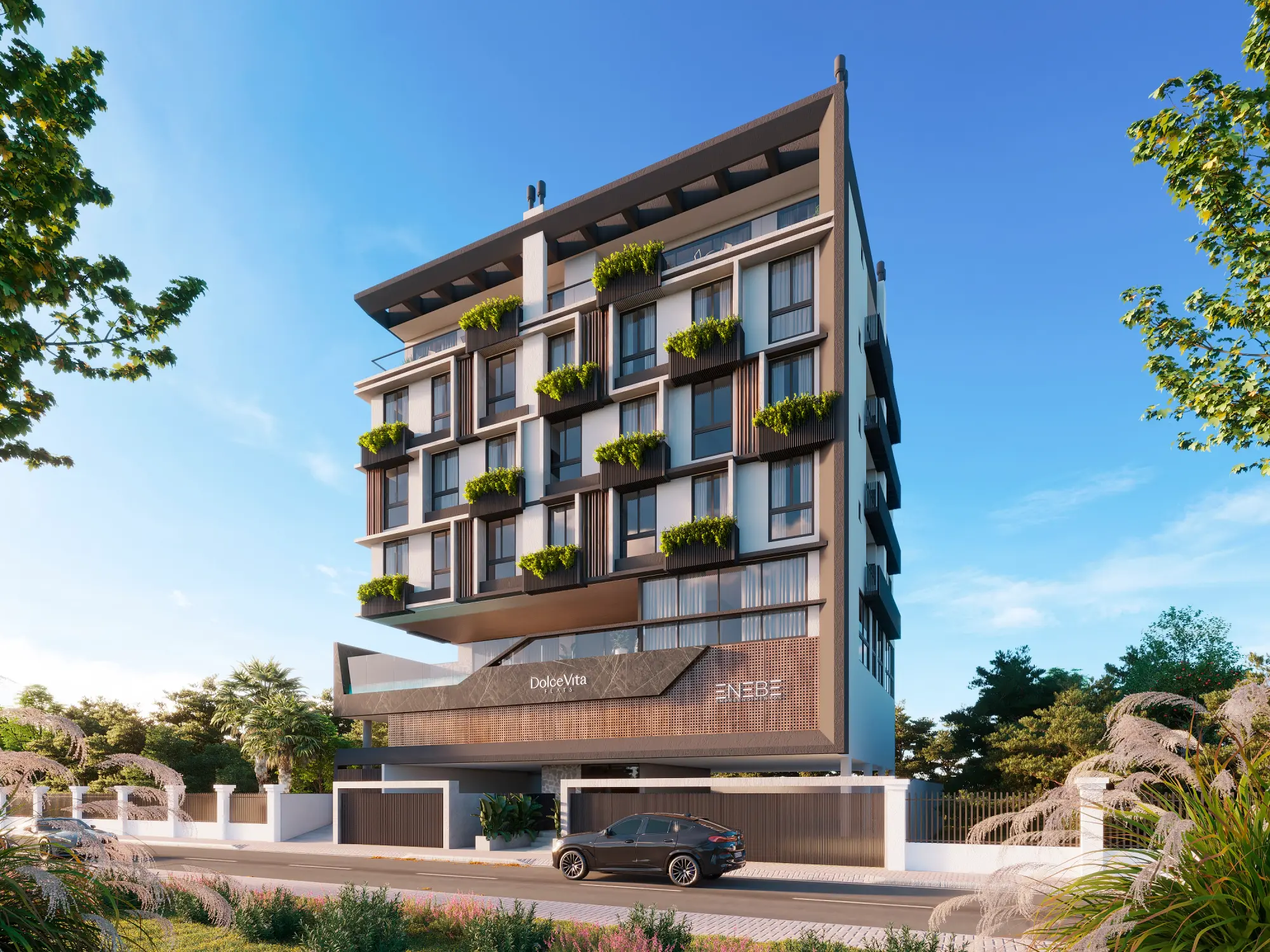Fachada do Dolce Vita Flats, empreendimento da Enebe em Canto Grande, Bombinhas